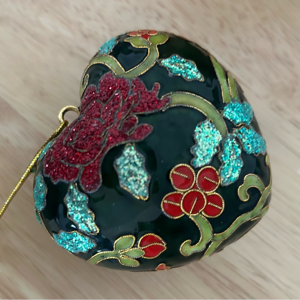 Home for the Holidays Heart Cloisonné Christmas Ornament